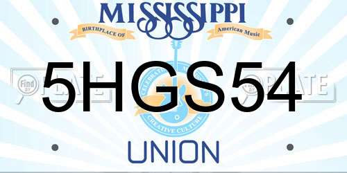 5HGS54 Mississippi License Plate