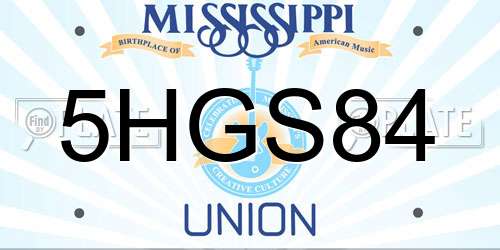 5HGS84 Mississippi License Plate