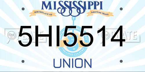 5HI5514 Mississippi License Plate