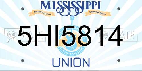 5HI5814 Mississippi License Plate