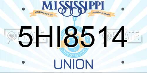 5HI8514 Mississippi License Plate