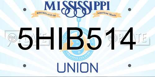 5HIB514 Mississippi License Plate