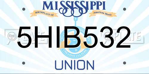 5HIB532 Mississippi License Plate