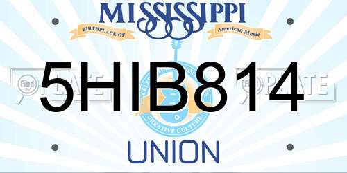 5HIB814 Mississippi License Plate