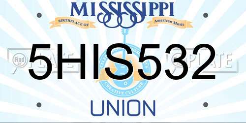 5HIS532 Mississippi License Plate