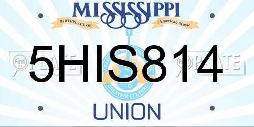 5HIS814 Mississippi License Plate