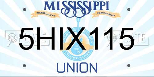5HIX115 Mississippi License Plate