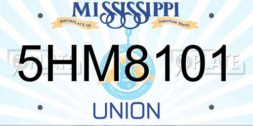 5HM8101 Mississippi License Plate