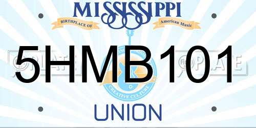 5HMB101 Mississippi License Plate