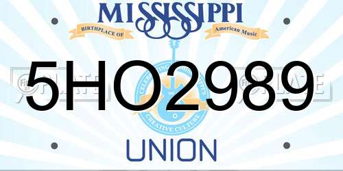 5HO2989 Mississippi License Plate