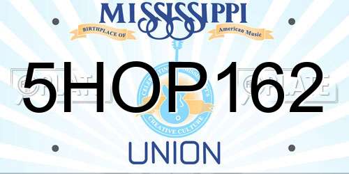 5HOP162 Mississippi License Plate