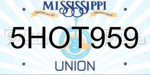 5HOT959 Mississippi License Plate