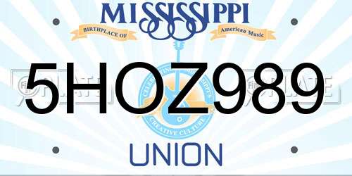 5HOZ989 Mississippi License Plate