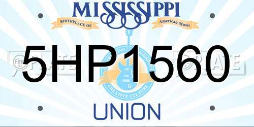 5HP1560 Mississippi License Plate