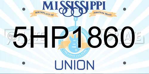 5HP1860 Mississippi License Plate