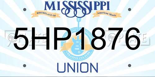 5HP1876 Mississippi License Plate