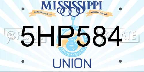 5HP584 Mississippi License Plate