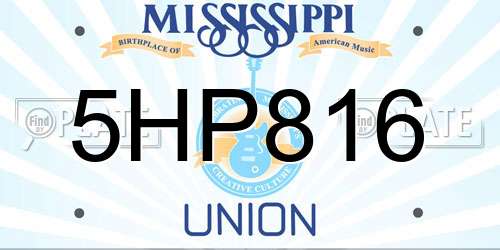 5HP816 Mississippi License Plate