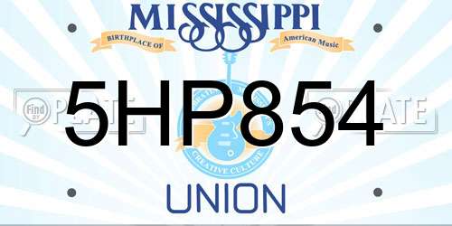 5HP854 Mississippi License Plate
