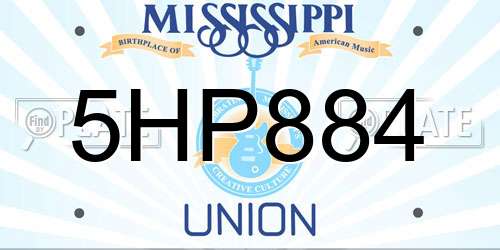5HP884 Mississippi License Plate