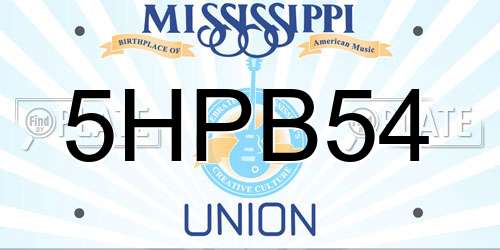 5HPB54 Mississippi License Plate