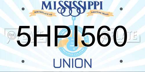 5HPI560 Mississippi License Plate