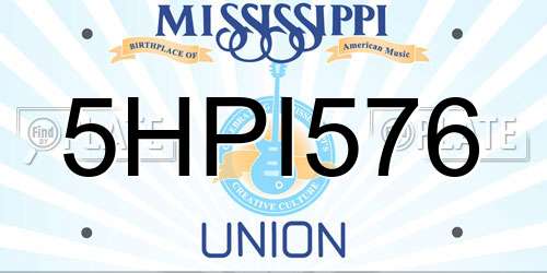 5HPI576 Mississippi License Plate