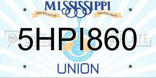 5HPI860 Mississippi License Plate