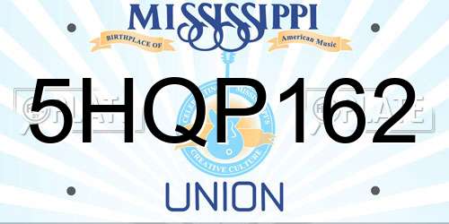5HQP162 Mississippi License Plate