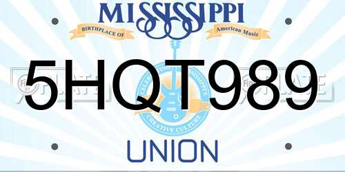 5HQT989 Mississippi License Plate