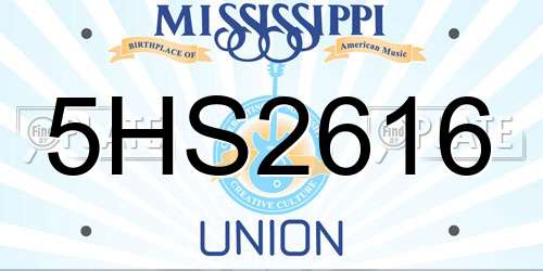 5HS2616 Mississippi License Plate
