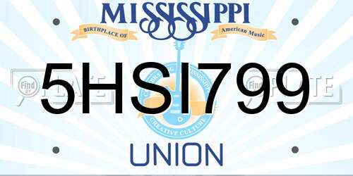 5HSI799 Mississippi License Plate