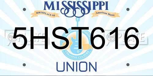 5HST616 Mississippi License Plate