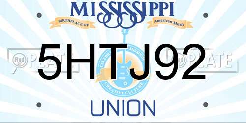 5HTJ92 Mississippi License Plate