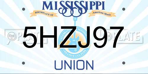 5HZJ97 Mississippi License Plate
