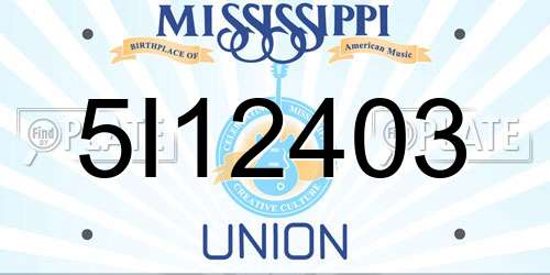 5I12403 Mississippi License Plate