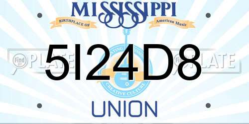 5I24D8 Mississippi License Plate