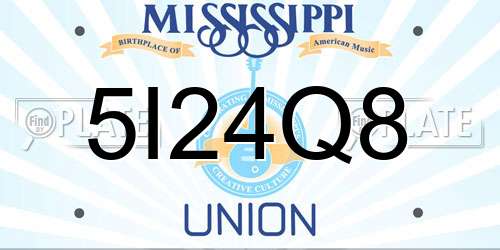 5I24Q8 Mississippi License Plate