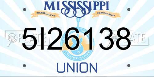 5I26138 Mississippi License Plate