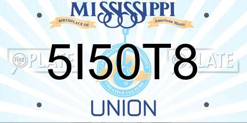 5I50T8 Mississippi License Plate