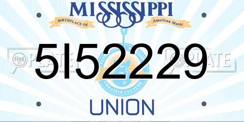5I52229 Mississippi License Plate