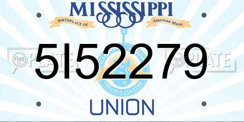 5I52279 Mississippi License Plate