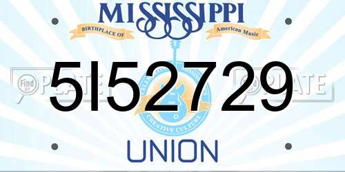 5I52729 Mississippi License Plate