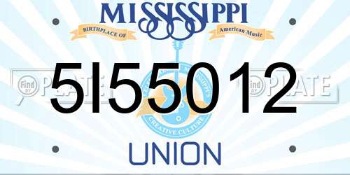 5I55012 Mississippi License Plate