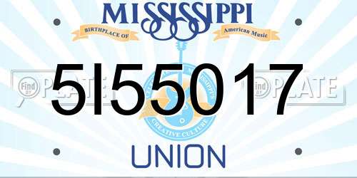 5I55017 Mississippi License Plate