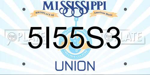 5I55S3 Mississippi License Plate