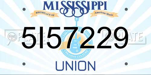 5I57229 Mississippi License Plate