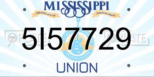 5I57729 Mississippi License Plate