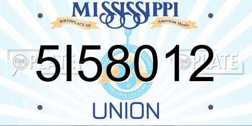5I58012 Mississippi License Plate
