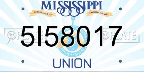 5I58017 Mississippi License Plate